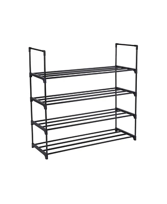 Slickblue 4-Tier Shoe Rack Shoe Tower Shelf Storage Organizer Cabinet Grey