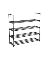 Slickblue 4-Tier Shoe Rack Shoe Tower Shelf Storage Organizer Cabinet Grey