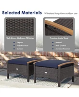 Set of 2 Fade-Resistant Wicker Patio Ottoman