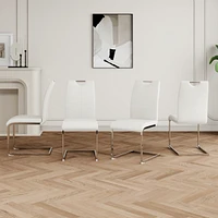 Set of 4 Modern Faux Leather Dining Chairs