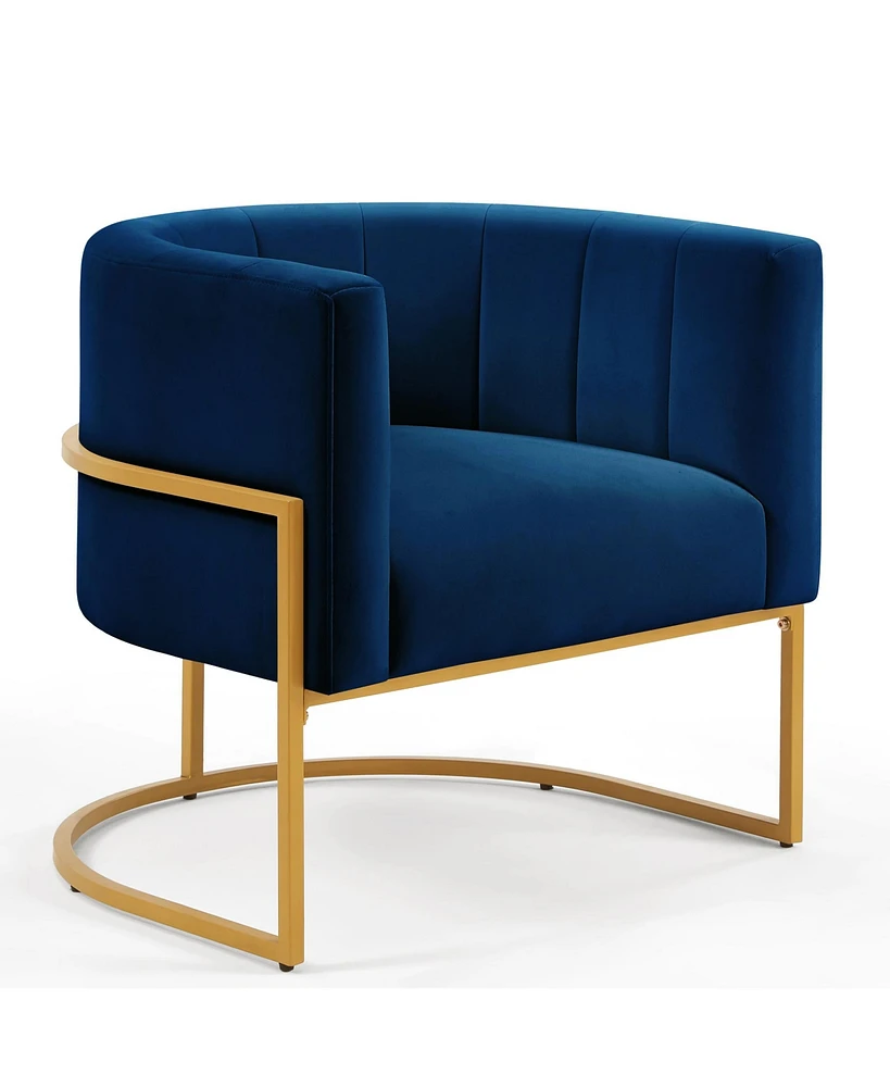 Simplie Fun Navy Velvet Accent Chair with Gold Stand