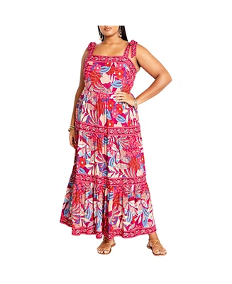 City Chic Plus Size Paradiso Print Dress