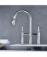 Streamdale Furniture Bridge Kitchen Faucet With Pulldown Spray Head In Spot