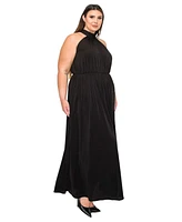 L I V D Plus Alexis Halter Neck Maxi Dress