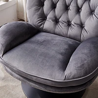 Streamdale Furniture Swivel Leisure chair lounge chair velvet Grey color with ottoman