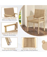 Sugift Indoor Outdoor Wood Chair Set of 2