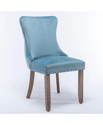 Simplie Fun Set of 2 Light Blue Wingback Dining Chairs