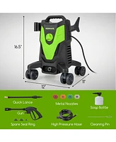 2400 Psi High Pressure Cleaner Machine Electric Washer with 4 Wheels