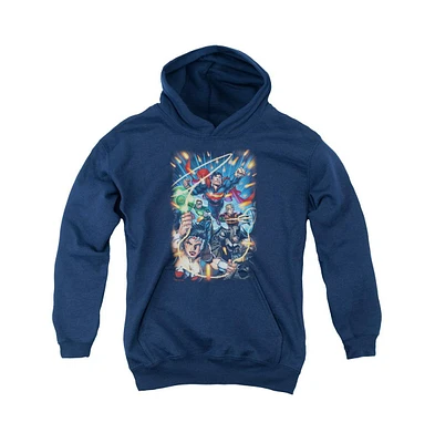 Justice League Boys of America Youth Under Attack Pull Over Hoodie / Hooded Sweatshirt