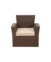 WestinTrends 4 Piece Outdoor Wicker Rattan Conversation Sofa set with Coffee table