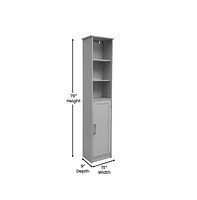 Merrick Lane Vigo Slim Linen Tower Organizer With Adjustable Cabinet Shelves, Open And Magnetic Closure Doors