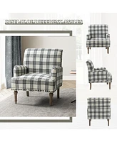 Ruarc Farmhouse Upholstered Armchair - Plaid Design Accent Chair