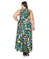 L I V D Plus Size Olivia Halter Neck Maxi Dress