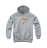 Superman Boys Youth Basketball Shield Pull Over Hoodie / Hooded Sweatshirt