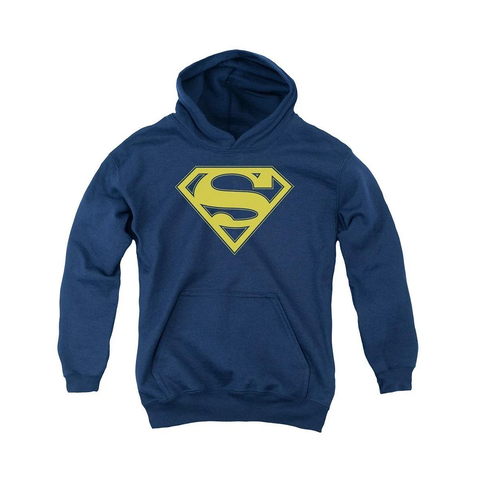 Superman Boys Youth Maize & Blue Shield Pull Over Hoodie / Hooded Sweatshirt