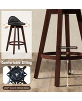 Sugift 2 Pieces Cushioned Swivel Bar Stool Set with Low Back