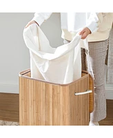 Slickblue Foldable Laundry Hamper with Lid, Laundry Basket, Rectangular Storage Hamper with 3 Handles