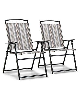 Sugift Set of 2 Patio Folding Sling Chairs Space