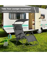 Inolait Sugift Folding Recliner Lounge Chair with Shade Canopy Cup Holder