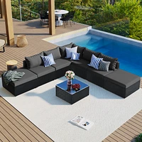 Streamdale Furniture 8-Pieces Outdoor Patio Furniture Sets, Garden Conversation Wicker Sofa Set, Single Sofa