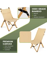 Sugift Bamboo Folding Camping Chair with 2-Level Adjustable Backrest