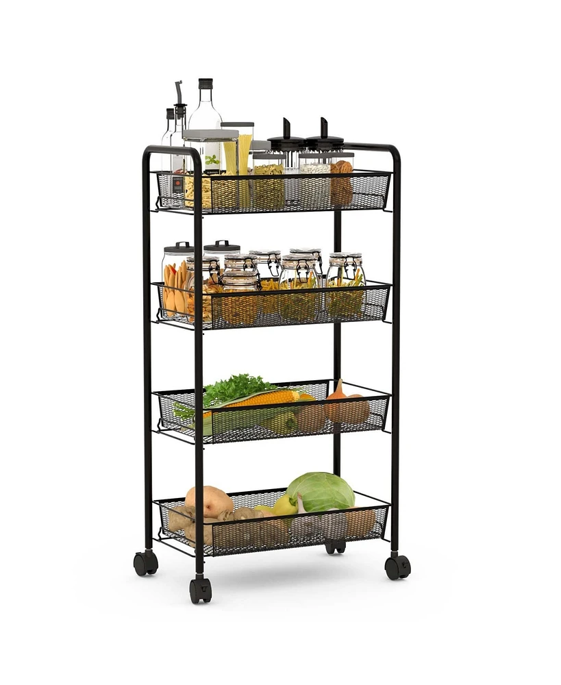 Sugift 4 Tier Storage Rack Trolley Cart