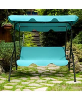 Vebreda 3 Seat Outdoor Patio Canopy Swing with Cushioned Steel Frame