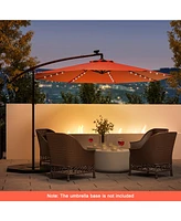 10 Ft Patio Solar Led 40 Lights Offset Umbrella Crank Cross Base