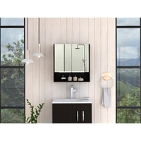 Streamdale Furniture Jaspe Mirror Cabinet, Three Internal Shelves, One Open Shelf, Double Door Cabinet