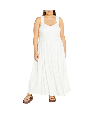 City Chic Plus Size Bailey Sweetheart Neck Tier Dress