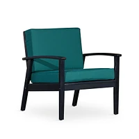 Simplie Fun Deep Seat Eucalyptus Chair, Espresso Finish, Dark Green Cushions