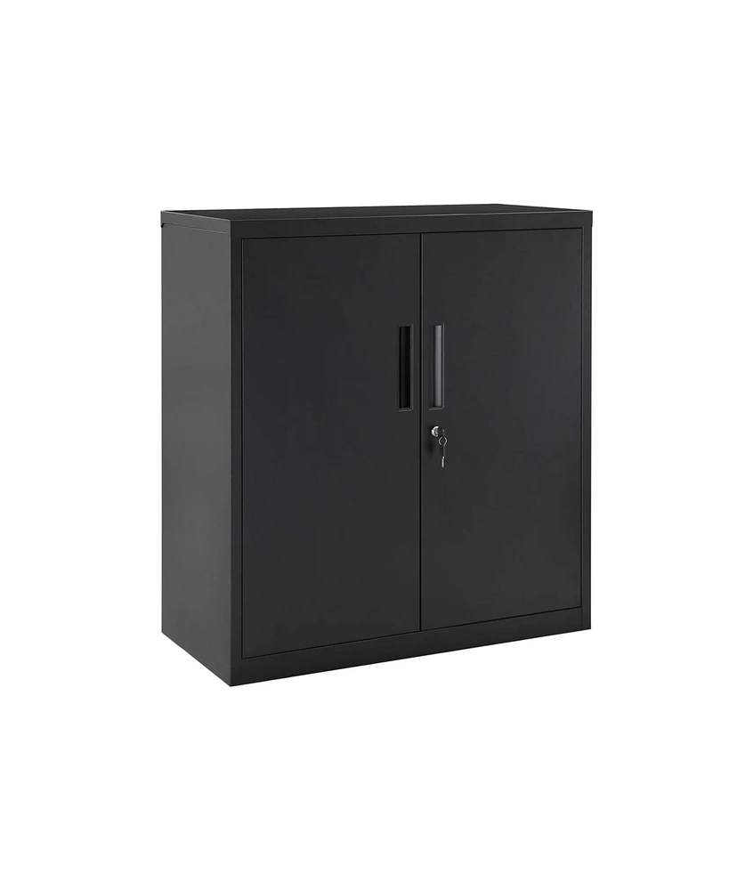 Slickblue Steel Storage Cabinet, Office Cabinet With Shelves And Double Doors