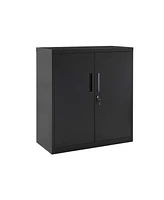 Slickblue Steel Storage Cabinet, Office Cabinet With Shelves And Double Doors