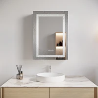 Streamdale Furniture 26 x 20 inch Bathroom Medicine Cabinet with Led Mirror, Anti