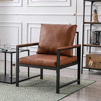 Streamdale Furniture Modern Pu Leather Accent Chair With Powder Coated Metal Frame, Single Sofa