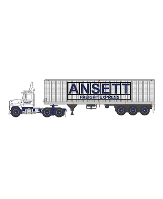 Dcp 1/64 White & Blue Ford LN9000 with 40' Tri-Axle Van Trailer, Ansett 60-1284