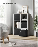 Slickblue Storage Cubes, Set of 4 Cube Bins, 2 Handles, Oxford Fabric and Linen-Look Fabric, Washable, Foldable, Metal Label Holders