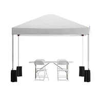 Emma+Oliver Outdoor Event/Tailgate Tent Set With Pop Up Event Canopy And Wheeled Case And Bi-Fold Table With Carrying Handle