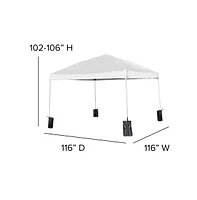 Emma+Oliver Outdoor Event/Tailgate Set With Pop Up Event Canopy With Wheeled Case, Bi-Fold Table And 4 Folding Chairs