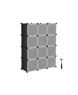 Slickblue 12-cube Storage Organizer, Interlocking Plastic Cubes With Divider Design Doors