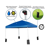 Emma+Oliver Outdoor Event/Tailgate Tent Set With Pop Up Event Canopy And Wheeled Case Bi-Fold Table Carrying Handle