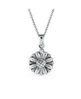 Bling Jewelry Floral Flower Inspirational Saying My Love Words Sunflower Open Locket Pendant Necklace For Women Rhodium Plated Sterling Silver