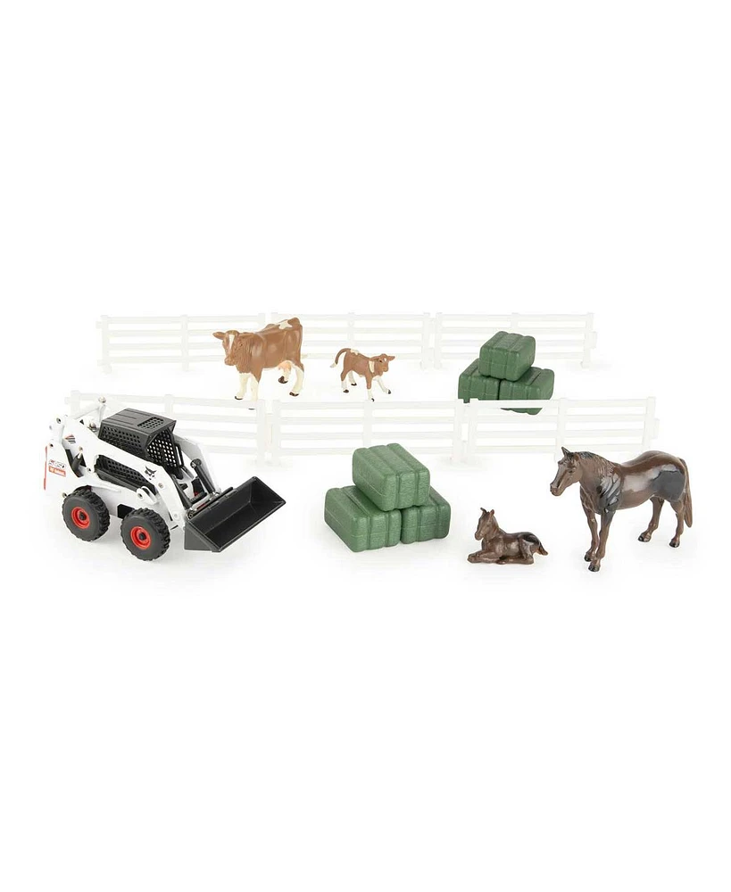 Ertl 1/32 Bobcat Hobby Set with Skid Loader, Animals, Square Bales & Fence