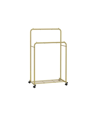 Slickblue 35.8" Wide Double-Rod Garment Rack on Wheels