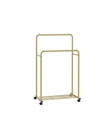 Slickblue 35.8" Wide Double-Rod Garment Rack on Wheels