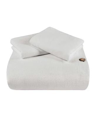 Superior Cotton Linen Blend Solid 3-Piece Duvet Cover Set, Full/Queen