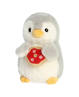 Aurora Small Holiday Donut PomPom Penguin Festive Plush Toy Gray 7.5"