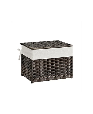 Slickblue Storage Box With Cotton Liner, Rattan-style Basket, Trunk Lid And Handles