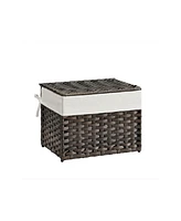 Slickblue Storage Box With Cotton Liner, Rattan-style Basket, Trunk Lid And Handles