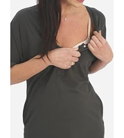 Angel Maternity Mama Hospital Nightie Set with Baby Pouch Khaki